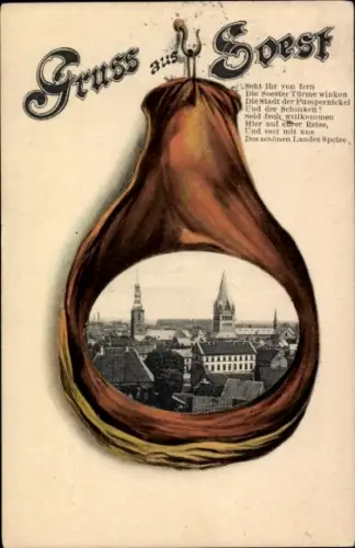 Passepartout Ak Soest in Westfalen, Türme der Stadt, Schinken