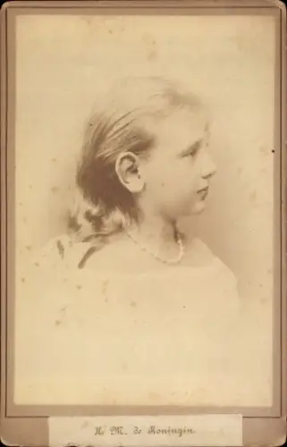 Kabinett Foto Königin Wilhelmina der Niederlande als Mädchen, Portrait im Profil