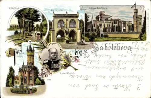 Litho Babelsberg Potsdam in Brandenburg, Kaiser Wilhelm I, Schloss, Gerichtslaube, Bildstöckl