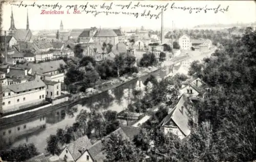 Ak Zwickau in Sachsen, Teilansicht