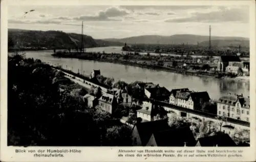 Ak Vallendar am Rhein, Blick von der Humboldt-Höhe, Rhein, Alexander von Humboldt, schöne Aussich