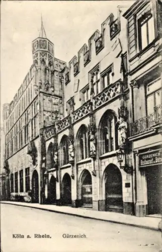 Ak Köln am Rhein, Köln a. Rhein, Gürzenich, Restaurant Gürzenich,  Architektur