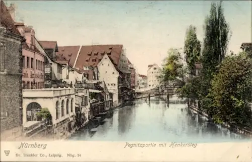 Ak Nürnberg, Bayerische Jubiläums Landesausstellung 1906,  Pegnitzpartie, Henkersteg, farbige Ans