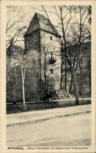 Ak Freiberg in Sachsen, Schloss Freudenstein, Stadtmauerturm