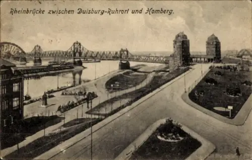 Ak Ruhrort Duisburg im Ruhrgebiet, Rheinbrücke, Homberg