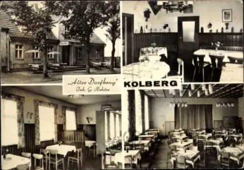 Ak Kołobrzeg Ostseebad Kolberg Pommern, Alter Dorfkrug, Restaurant, Tische, Stühle, Innenräume, K
