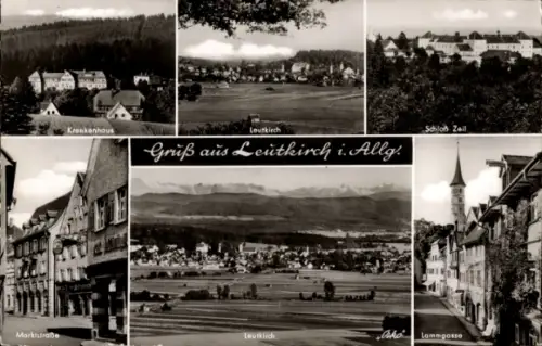 Ak Leutkirch im Allgäu Württemberg, Krankenhaus,  Schloss Zeil, Marktstraße, Lammpasse
