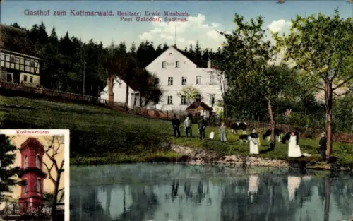 Ak Walddorf Kottmar in der Oberlausitz, Gasthof zum Kottmarwald, Kottmarturm