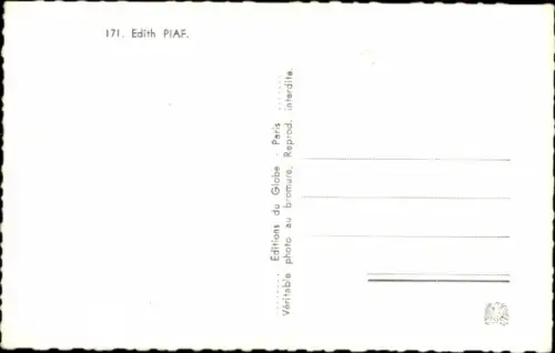 Ak Schauspielerin, Sängerin Edith Piaf, Portrait