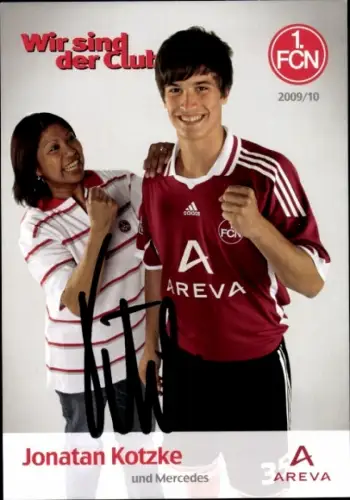 Autogrammkarte Fußballer Jonatan Kotzke und Mercedes, 1. FC Nürnberg, Autogramm