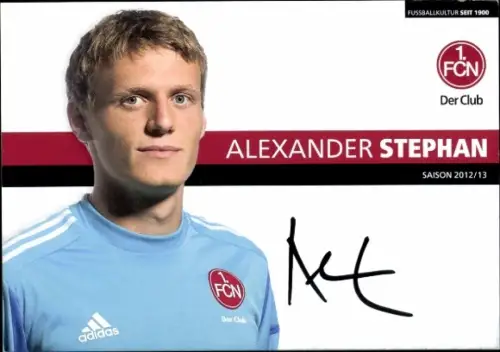 Autogrammkarte Fußballer Alexander Stephan, 1. FC Nürnberg, Autogramm