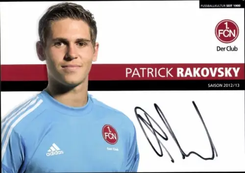 Autogrammkarte Fußballer Patrick Rakovsky, 1. FC Nürnberg, Autogramm