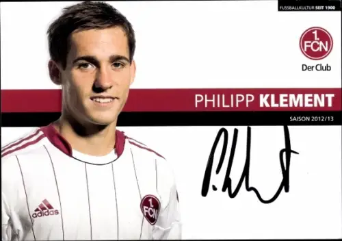Autogrammkarte Fußballer Philipp Klement, 1. FC Nürnberg, Autogramm