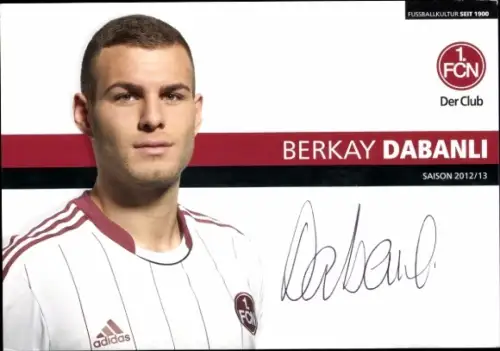 Autogrammkarte Fußballer Berkay Dabanli, 1. FC Nürnberg, Autogramm