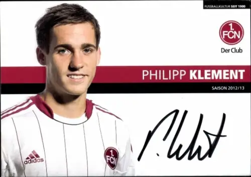 Autogrammkarte Fußballer Philipp Klement, 1. FC Nürnberg, Autogramm