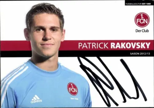 Autogrammkarte Fußballer Patrick Rakovsky, 1. FC Nürnberg, Autogramm