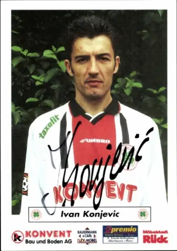 Autogrammkarte Fußballer Ivan Konjevic, SC Rot-Weiß Oberhausen, Autogramm