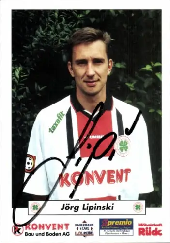 Autogrammkarte Fußballer Jörg Lipinski, SC Rot-Weiß Oberhausen, Autogramm