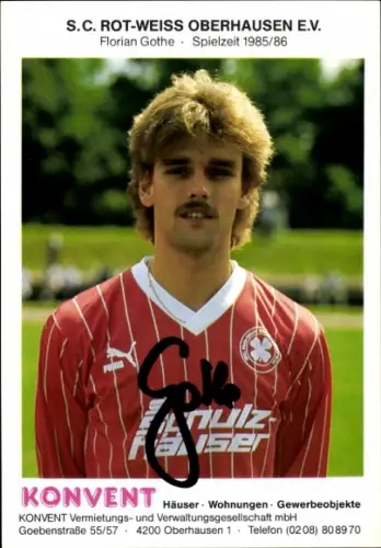 Autogrammkarte Fußballer Florian Gothe, SC Rot-Weiß Oberhausen, Autogramm