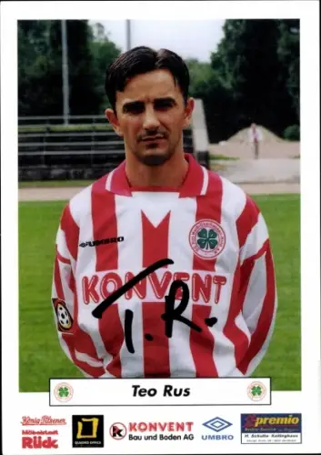 Autogrammkarte Fußballer Teo Rus, SC Rot-Weiß Oberhausen, Autogramm