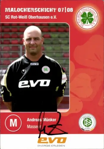 Autogrammkarte Masseur Andreas Münker, SC Rot-Weiß Oberhausen, Autogramm