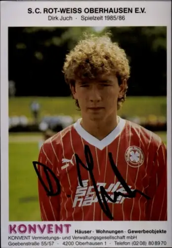Autogrammkarte Fußballer Dirk Juch, SC Rot-Weiß Oberhausen, Autogramm