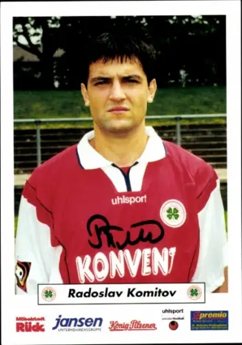 Autogrammkarte Fußballer Radoslav Komitov, SC Rot-Weiß Oberhausen, Autogramm