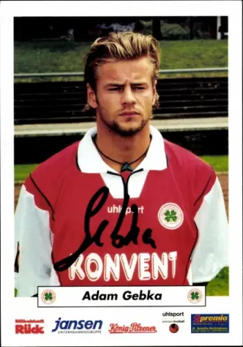Autogrammkarte Fußballer Adam Gebka, SC Rot-Weiß Oberhausen, Autogramm