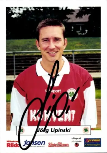 Autogrammkarte Fußballer Jörg Lipinski, SC Rot-Weiß Oberhausen, Autogramm