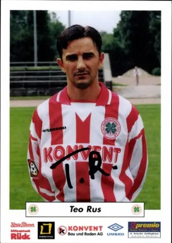 Autogrammkarte Fußballer Teo Rus, SC Rot-Weiß Oberhausen, Autogramm