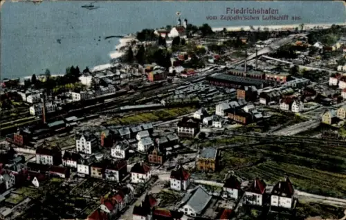 Ak Friedrichshafen am Bodensee, Gesamtansicht, Blick vom Zeppelin