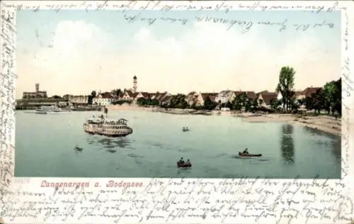 Ak Langenargen am Bodensee, Panorama, Dampfer