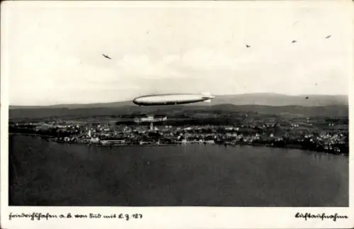 Ak Friedrichshafen am Bodensee, Luftaufnahme, Zeppelin LZ 127
