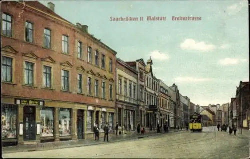 Ak Malstatt Saarbrücken im Saarland, Breitestraße, Handlung, Straßenbahn
