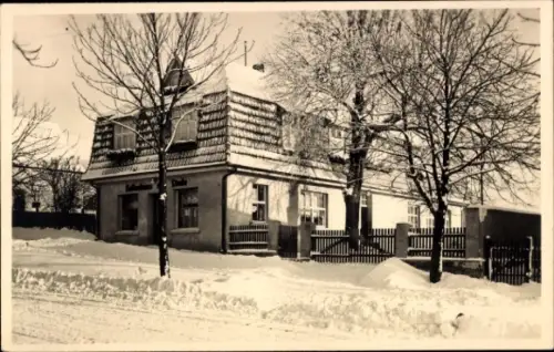 Foto Ak Friedrichsbrunn Thale im Harz, Gasthaus Kaffeehaus zur Linde, Winter, Januar 1935