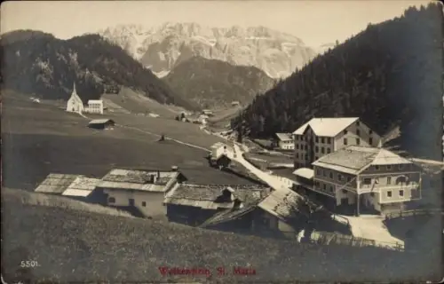Ak St Maria Wolkenstein in Gröden Selva di Valgardena Südtirol, Gesamtansicht