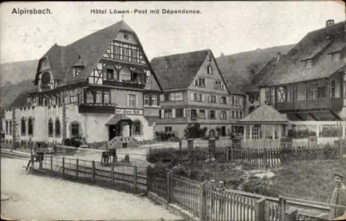 Ak Alpirsbach im Schwarzwald, Hotel Löwen, Post mit Dépendence