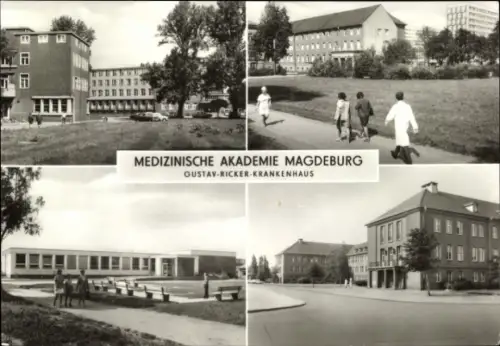 Ak Magdeburg an der Elbe, Medizinische Akademie, Gustav-Ricker-Krankenhaus, Schwarzweißbilder