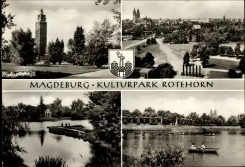 Ak Rotehorn Magdeburg an der Elbe,  Kulturpark Rotehorn, Aussichtsturm, Seen, Grünanlagen