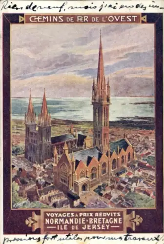 Künstler Ak  Saint Pol de Leon Finistère, Reklame Chemins de Fer de l'Ouest