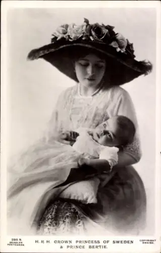 Ak Kronprinzessin Margaret von Schweden, Prinz Bertil, Portrait