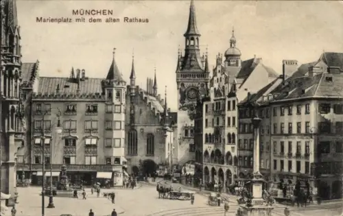 Ak München, Marienplatz, altes Rathaus