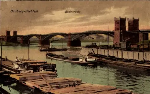 Ak Hochfeld Duisburg im Ruhrgebiet, Rheinbrücke
