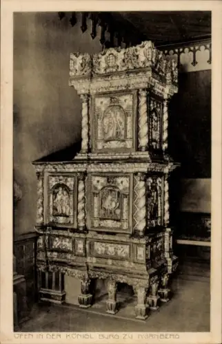 Ak Nürnberg, Bayerische Jubiläums Landesausstellung 1906, Ofen in der Königlichen Burg,   Darstel