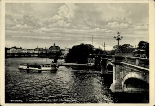 Ak Hamburg Mitte Altstadt, Lombardsbrücke mit Binnenalster