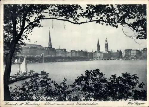 Ak Hamburg Mitte Neustadt, Alsterdamm, Binnenalster