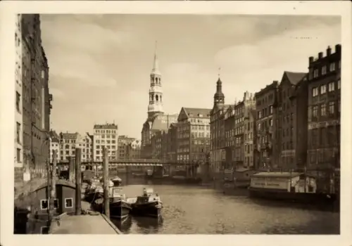 Ak Hamburg Mitte Altstadt, Nikolaifleet, Catharinenkirche