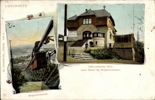 Ak Dresden Loschwitz, Bergschwebebahn, Café Loschwitz-Höhe