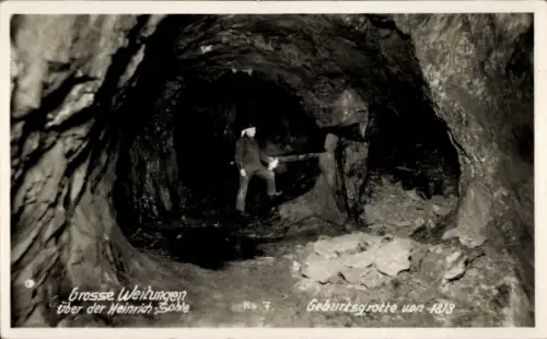 Foto Ak Altenberg Erzgebirge, Große Weitungen über der Heinrich-Sohle, Heinrichssohle, Geburtsgrotte