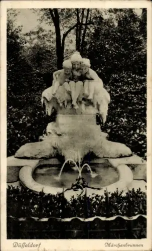 Ak Düsseldorf am Rhein, Große Ausstellung GeSoLei 1926, Märchenbrunnen, drei Figuren, Wasserbecke